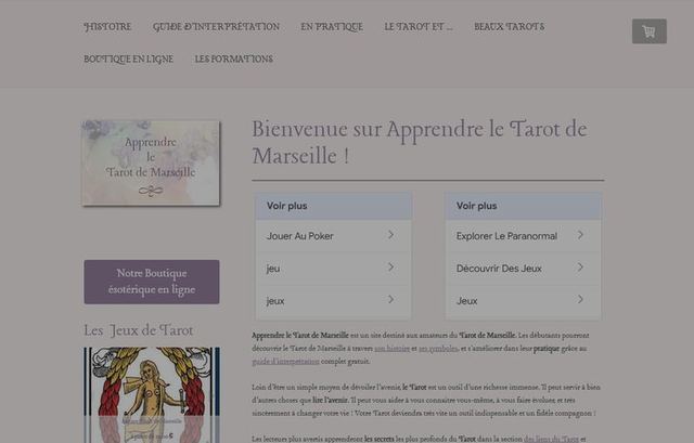 Page d'accueil d'apprendre-tarotdemarseille.com