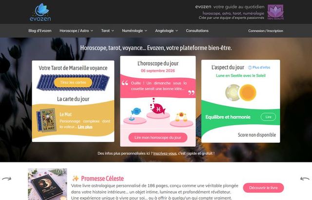 Page d'accueil d'evozen.fr