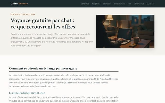 Page d'accueil d'ultimavoyance.fr
